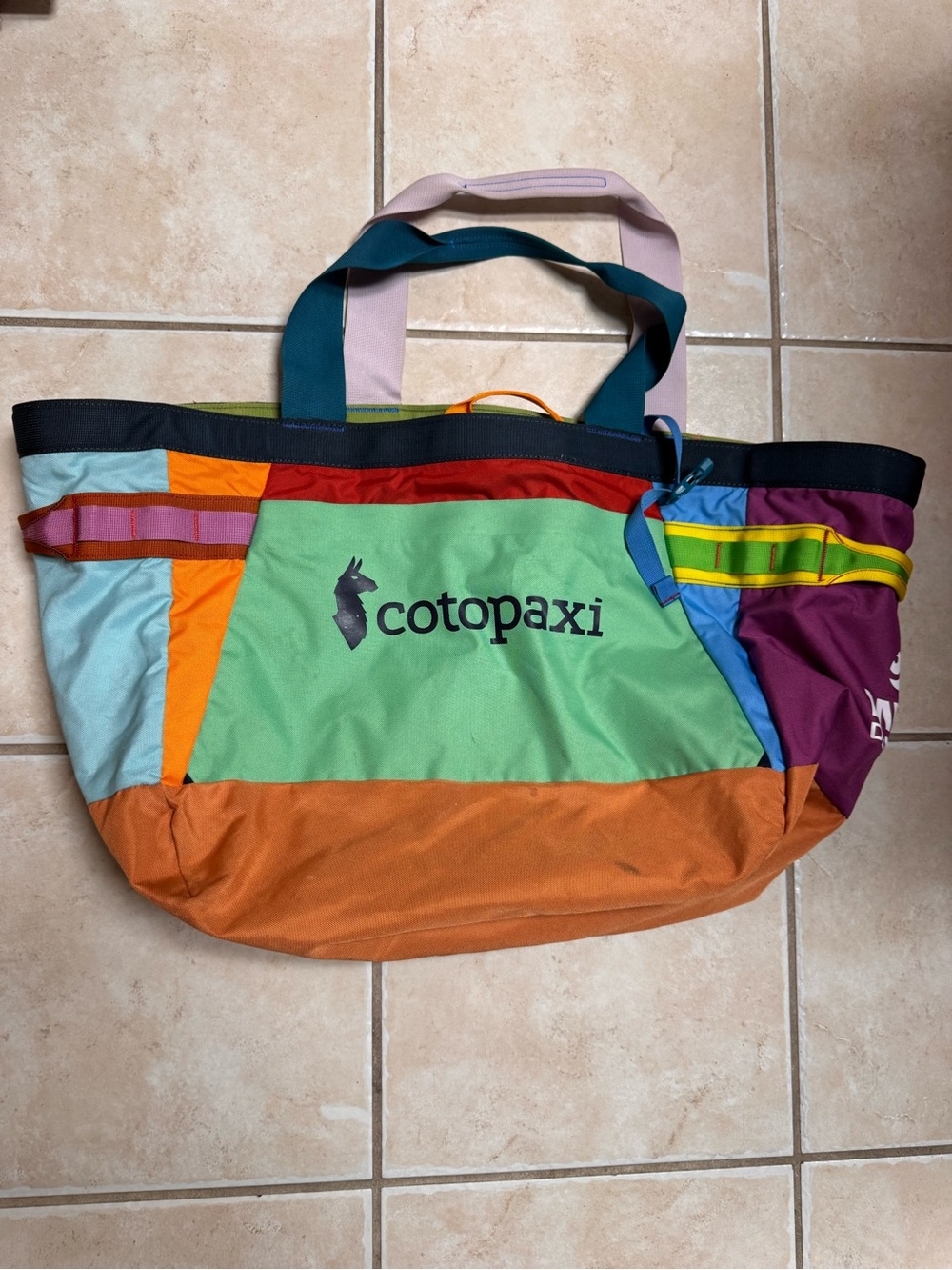 cotopaxi Multicolor Tote Bag with Orange Center and Rust Base - Picture 3 of 16